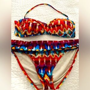 La Blanca Bandeau bikini Aztec print
